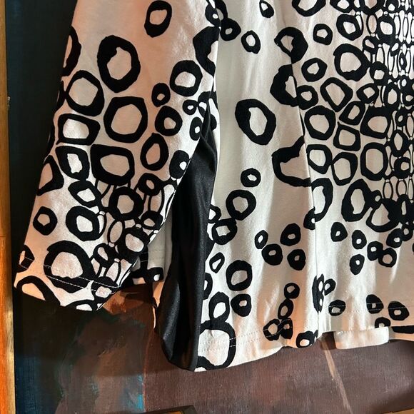 Joseph Ribkoff Black and White Circle Pattern Cardigan 14 - Picture 11 of 16